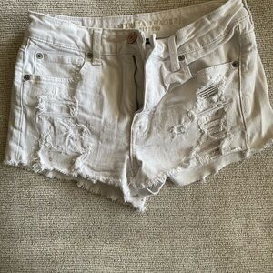 American Eagle Outfitters Women's White Distressed Shorts